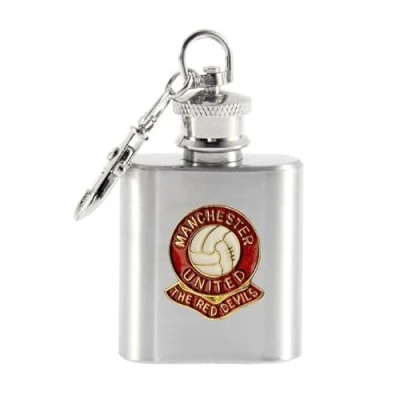 Image of Football Single Shot Hip Flask Keyring Manchester Reds
