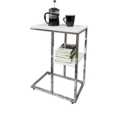 Image of ASPECT Bellini C Shaped Sofa Table With Shelf (White)