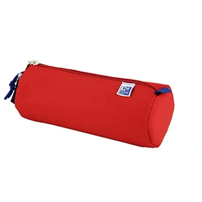 Image of Oxford, Large Round School Pencil Case with Elastic Rubber, 22 cm, Red