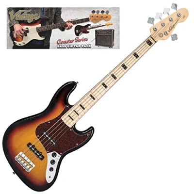 Image of VINTAGE V495 COASTER 5 STRING BASS GUITAR PACK 3 TONE SUNBURST