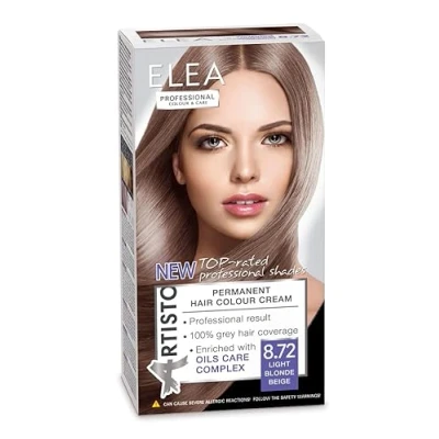 Image of Elea Professional Artisto Permanent Hair Colour No. 8.72 Light Blonde Beige 123 ml Result 100% Grey Coverage Enriched with Care Complexes of Oils
