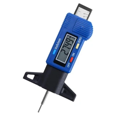 Image of ULTRATOOL Digital Tyre Tread Depth Gauge, Large LCD Screen,Tread Checker Tester for Cars, Vans, Trucks &amp; Motorbike, 0 25.4mm/1Inch (Blue), include 4 Batteries.