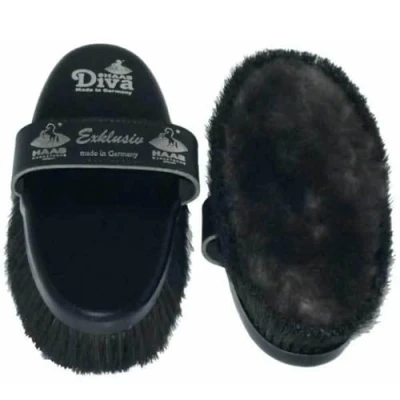 Image of Haas Diva Exclusive Grooming Brush with Matte Lambskin Black,200 x 85mm