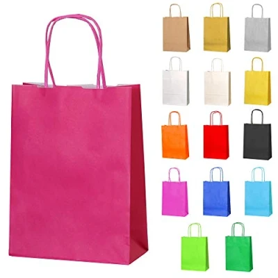 Image of Thepaperbagstore 25 Fuchsia Paper Party Bags With Handles Colourful Gift for Kids and Adults Parties, Birthdays, Weddings, Baby Showers, Hen Parties Sweets 18x22x8cm
