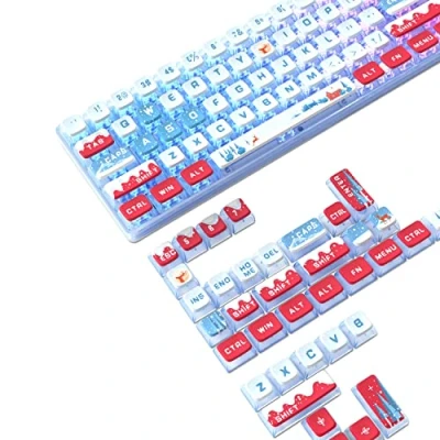 Image of MAMBASNAKE 120 Keys PBT Pudding Keycaps Set,ASA Profile,Dye Sublimation,ANSI US Layout for TKL 61 68 87 98 104 108 Mechanical Keyboard,Compatible with Cherry Gateron Otemu Kailh MX Structure (Frozen)