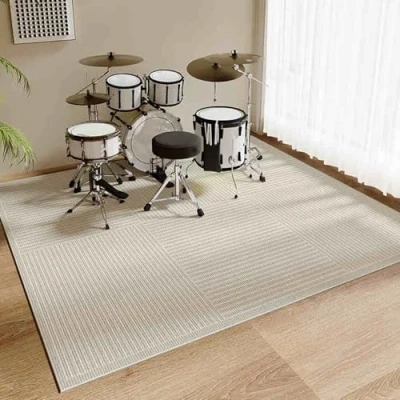 Image of Drum Mat Rug Soundproof Rugs 210 x 180 cm Non Slip Carpet Musical Instrument Pads Professional Rectangle Electronic Jazz Kit, For Bass Snare And Other