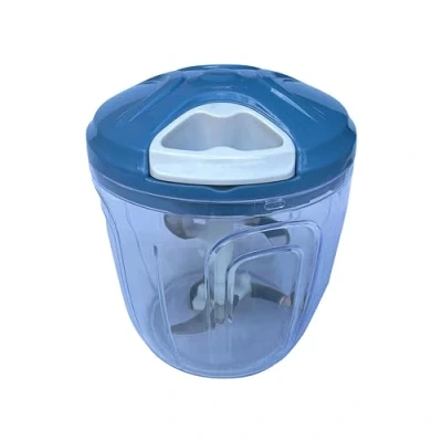 Image of Multi Function Manual Food Chopper &amp; Processors with Handle and Cover Vegetable Slicer Shredder Hand Blender Kitchen Tool (Blue)