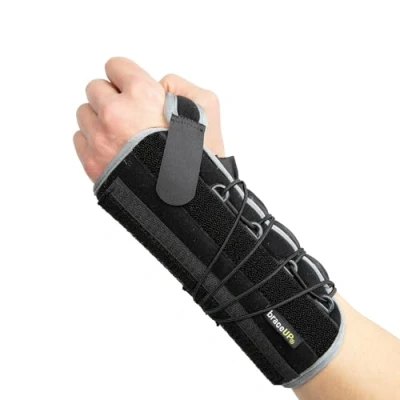 Image of BraceUP Quick Wrap Wrist Brace for Carpal Tunnel, Tendonitis, and Arthritis Hand Support Splint (Left Hand)