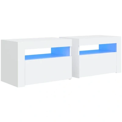 Image of vidaXL Bedside Cabinets 2 pcs with LEDs White 60x35x40 cm