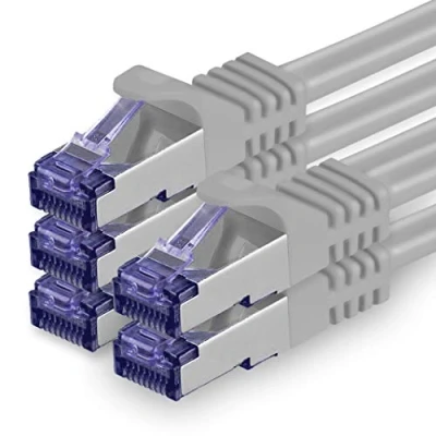 Image of 1aTTack.de Cat.7 Lan Ethernet cable 1m Grey Cat7 Network 10GBASE T 10000 Mbps SFTP PIMF patchcable RJ45 plug