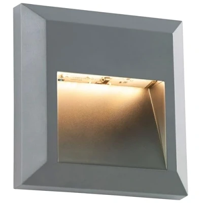 Image of National Lighting Severus Grey Finish Indirect Warm White LED Outdoor Square Guide Pathway Driveway Wall Light IP65 Rated