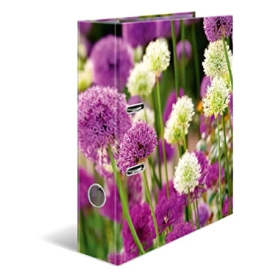 Image of HERMA Folder A4 Purple Flowers Set, 10 Pieces, 7 cm Wide, Children&#039;s Ring Binder with Plants Motif, Colourful Lever Arch File Inner Print for Boys and Girls