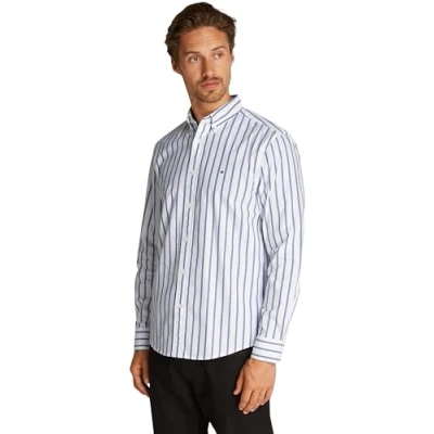 Image of Tommy Hilfiger FLEX Nautical Shirt, Men&#039;s, Size: Medium, White / wedge blue