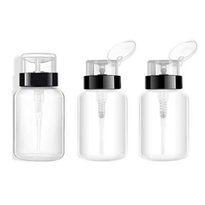 Image of 3 Pcs 200ml Nail Polish Remover Pump Dispenser Push Down Cleanser Bottle Empty Liquid Container Jars for and Cosmetics Makeup Art Tool Travel Set