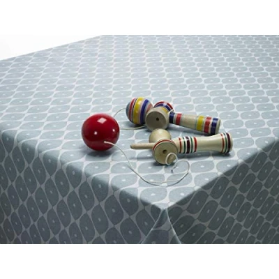 Image of Wipe Clean Tablecloth PVC Vinyl Oilcloth Duck Egg Geometric Ovals 140cm x 200cm (55&quot; 79&quot;)