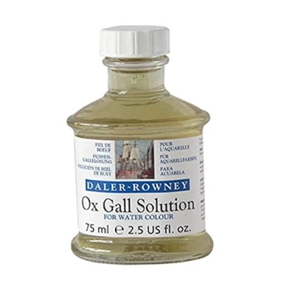 Image of Daler Rowney Aquafine Watercolour Medium, Glass Jar with Child Lock Cap, 2.54oz 75 ml, Ox Gall