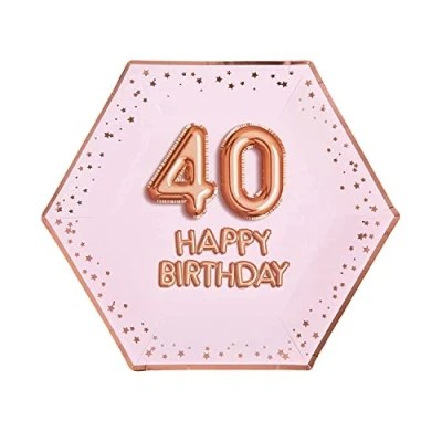 Image of Neviti 773215 Glitz &amp; Glamour Plate Large Pink Rose Gold Age 40 Paper