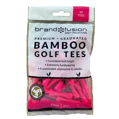 Image of Brand Fusion 57mm Pink Wooden Castle Golf Tees Graduated Biodegradable