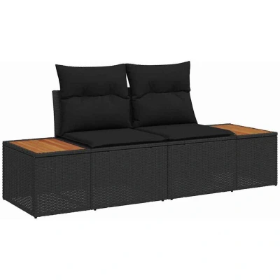 Image of Vidaxl 8 Piece Garden Sofa Set with Cushions Black Poly Rattan