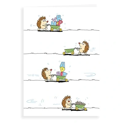 Image of Regal Publishing Humour Funny Birthday Card Hedgehog letters 7 x 5 inches,White