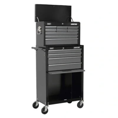 Image of Sealey American Pro Topchest &amp; Rollcab Combination 13 Drawer with Ball Bearing Slides Black/Grey