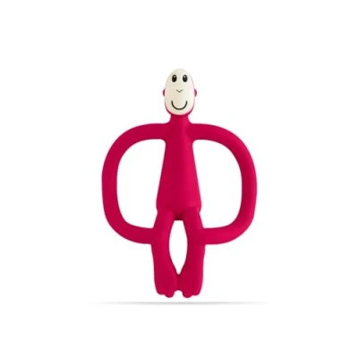Image of Matchstick Monkey, Original Teether &amp; Gel Applicator, Antimicrobial Silicone Teething Toys for Baby, Easy to Grip, BPA Free, 3 Months Old+, 10.5 cm, Rubine Red Monkey