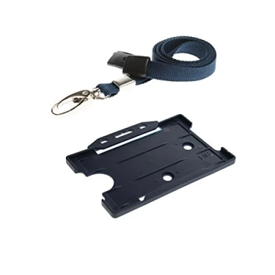 Image of Navy Blue ID Card Badge Holder Lanyard Neck Strap with Metal Clip &amp; Safety Breakaway Release for Pass (Pack of 2) by It