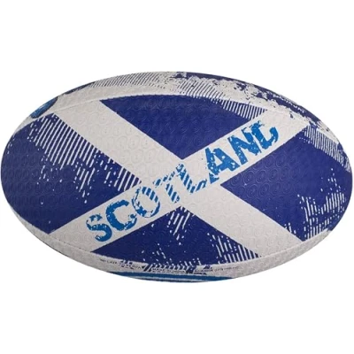 Image of Optimum SCOTLAND National Rugby Ball Iconic Style with Great Flight and Air Retention Rubber Dimpled Surface for Enhanced Grip 2 Ply 410g Ball, Size 4