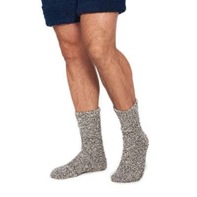 Image of Barefoot Dreams Men&#039;s Cozychic Heathered Socks One Size Charcoal/White