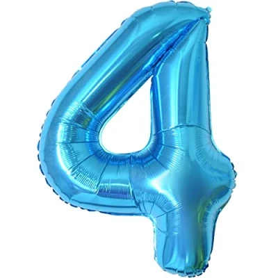 Image of Number Balloons 4,Blue 4 Balloon 40 Inch Giant Helium Foil for Boys Girls Party Decor Birthday Anniversary Graduation Decorations Supplies