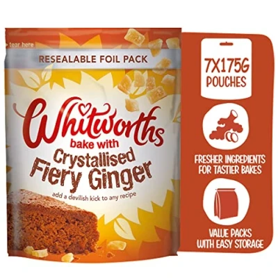 Image of Whitworths Crystallised Fiery Ginger 7 X 175g Fine Crystals Perfect for Vegan Baking &amp; Cooking GMO Free Supplies