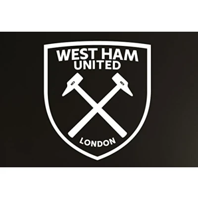 Image of Beautiful Game Official West Ham United Football Club One Colour Crest Wall Sticker WHU Decal Vinyl Poster Print (60cm, White)