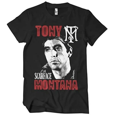 Image of Scarface Officially Licensed Tony Montana Mens T Shirt (Black), Medium