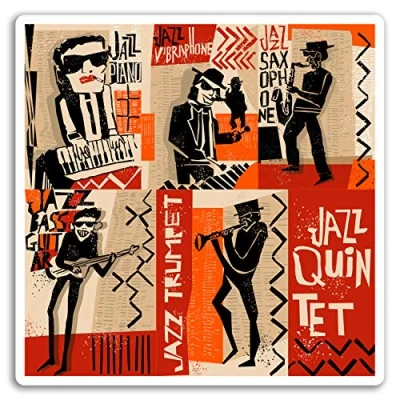 Image of 2 x 10cm Jazz Music Vinyl Stickers Musician Band Sticker Laptop #17519 (10cm Tall)