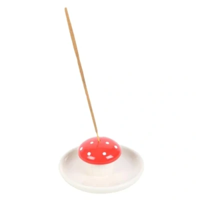 Image of Whimsical Mushroom Incense Holder: Ceramic Design for Cheerful Decor &amp; Soothing Aromatherapy Easy Placement Durable Craftsmanship Ideal Home Décor Accent Thoughtful Gesture