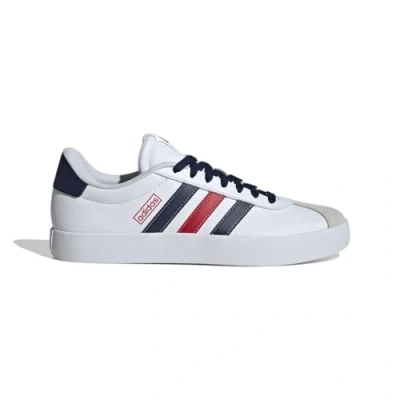 Image of adidas Men&#039;s VL Court 3.0 Shoes, Cloud White/Navy Blue/Better Scarlet, 11 UK