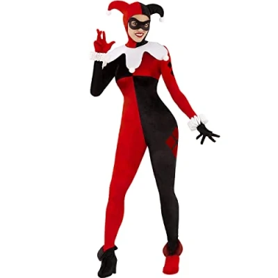 Image of Funidelia Harley Quinn costume DC Comics OFFICIAL for woman size M Superheroes, Black Costumes adults fancy dress &amp; props Halloween, carnival parties