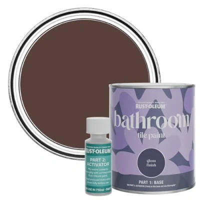 Image of Rust Oleum Red Water Resistant Bathroom Tile Paint In Gloss Valentina 750ml