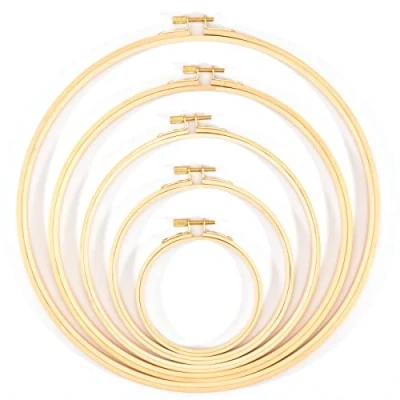 Image of Vaessen Creative 701003 099 Bamboo Embroidery Hoop for Crafts, Set of 5, Dream Catcher, Cross Stitch Frame, Wreath Ring Macrame Wall Hanging, Crochet, Boho Decor and More, Natural