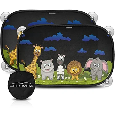 Image of Baby Sunshade for car with UV Protection 48 x 30 cm suction cup against sun and heat, Kids cups carrying bag