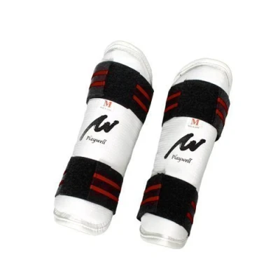 Image of Playwell Martial Arts Elite White Vinyl Forearm Guards XS
