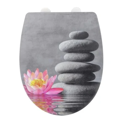 Image of WENKO 24269100 Water Lily with Relief Toilet Seat Soft Close Mechanism Fix Clip Hygiene Attachment, 0 x 45 36.5 cm
