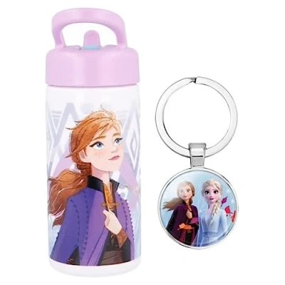 Image of OM SUPPLIES Disney Frozen Reusable Sipper Water Bottle Drink with built in handle for Easy Carry School Lunch Kids Childrens 410ml (Frozen)