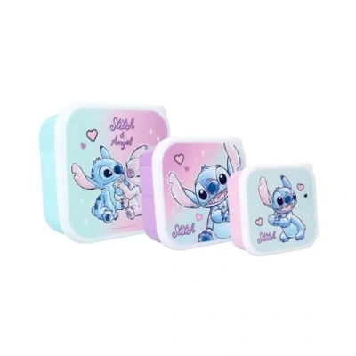 Image of My sweety pop Set of 3 snack boxes lunch box Stitch for children nursery kindergarten school holiday meal 11.5 cm girls purple/blue/pink gift idea