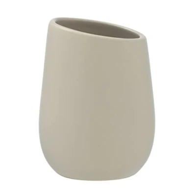Image of Wenko Badi Holder for Toothbrush and Toothpaste, Ceramic, Beige, 11 x 8 cm