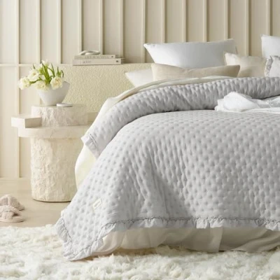 Image of ROOM99 Molly Elegant Light Grey Bedspread 170 x 210 cm Versatile Ideal as a Bed Throw or Sofa Throw, Quilted