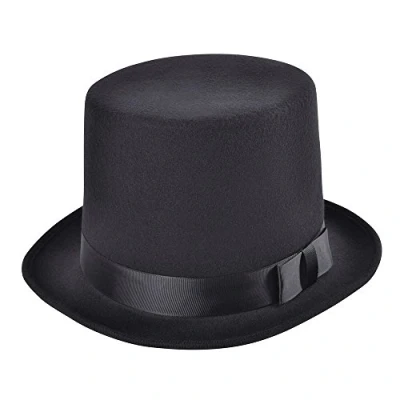 Image of Bristol Novelty BH582 Wool Felt Top Hat, Unisex Adult, Black, One Size