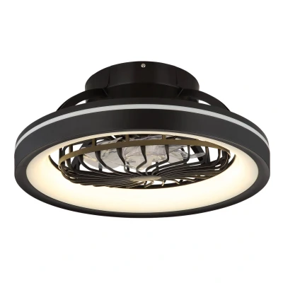 Image of Deanne Ceiling Fan Matt Black 1x RGB LED Dimmable 2700 6500K Remote Control Timer