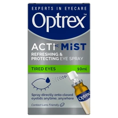Image of Optrex Actimist Eye Spray For Tired And Strained Eyes, 10ml, Dry Spray, Reduces Moisture Loss, Cools Fast, Long Lasting Relief, Irritations Inflammations
