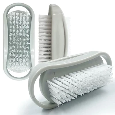 Image of Plastic Nail Brushes for Cleaning Nails Double Sided Brush with Firm Strong Bristles, Scrubbing to Clean Dirt, Grime and Grease under Fingernails Toenails (Pack of 3)